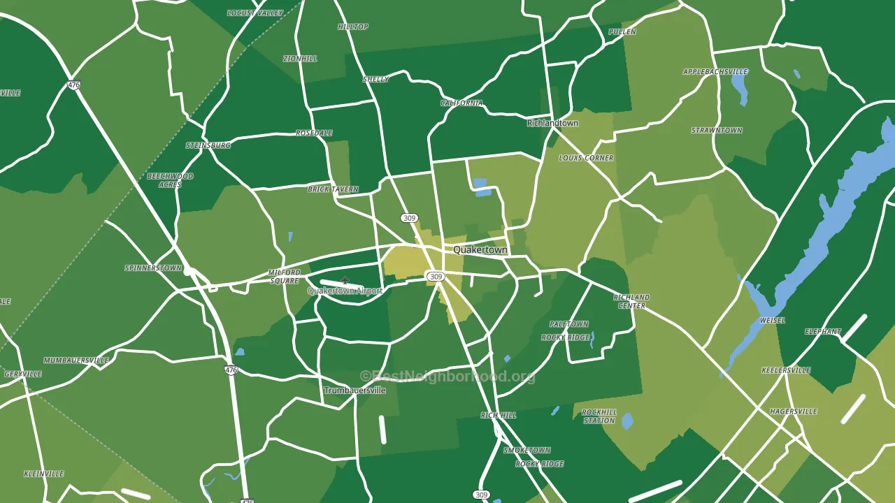 Quakertown, PA block-group voter-turnout map