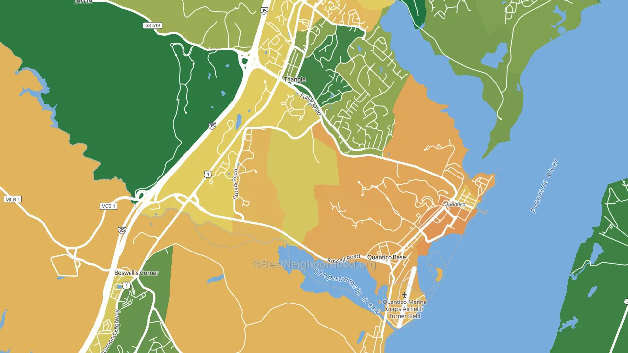 Quantico Base, VA block-group voter-turnout map