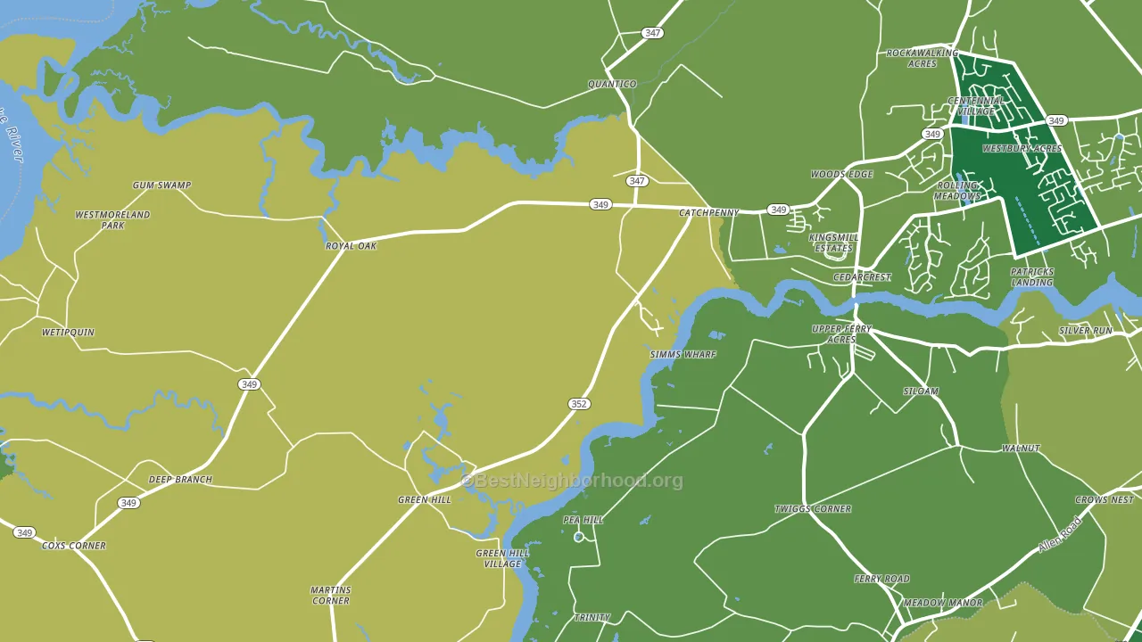 Quantico, MD block-group voter-turnout map