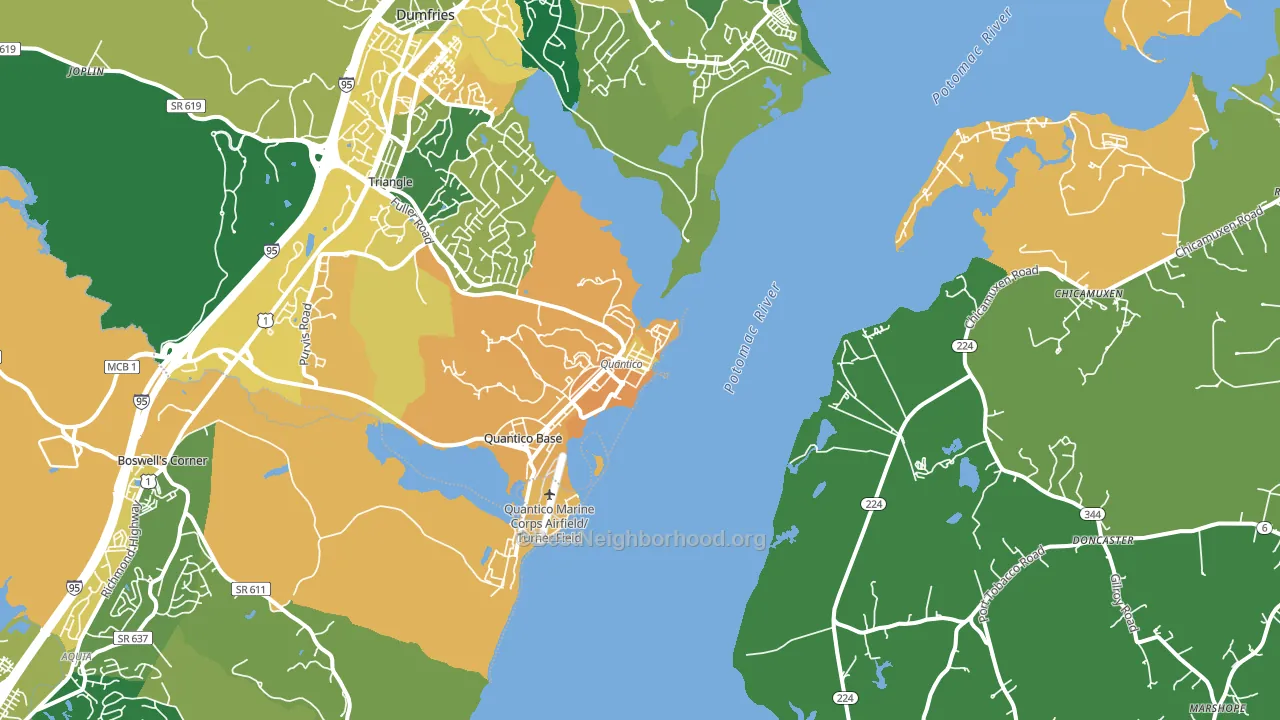 Quantico, VA block-group voter-turnout map
