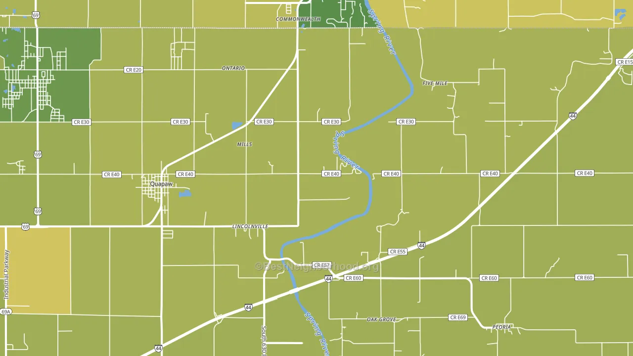 Quapaw, OK block-group voter-turnout map
