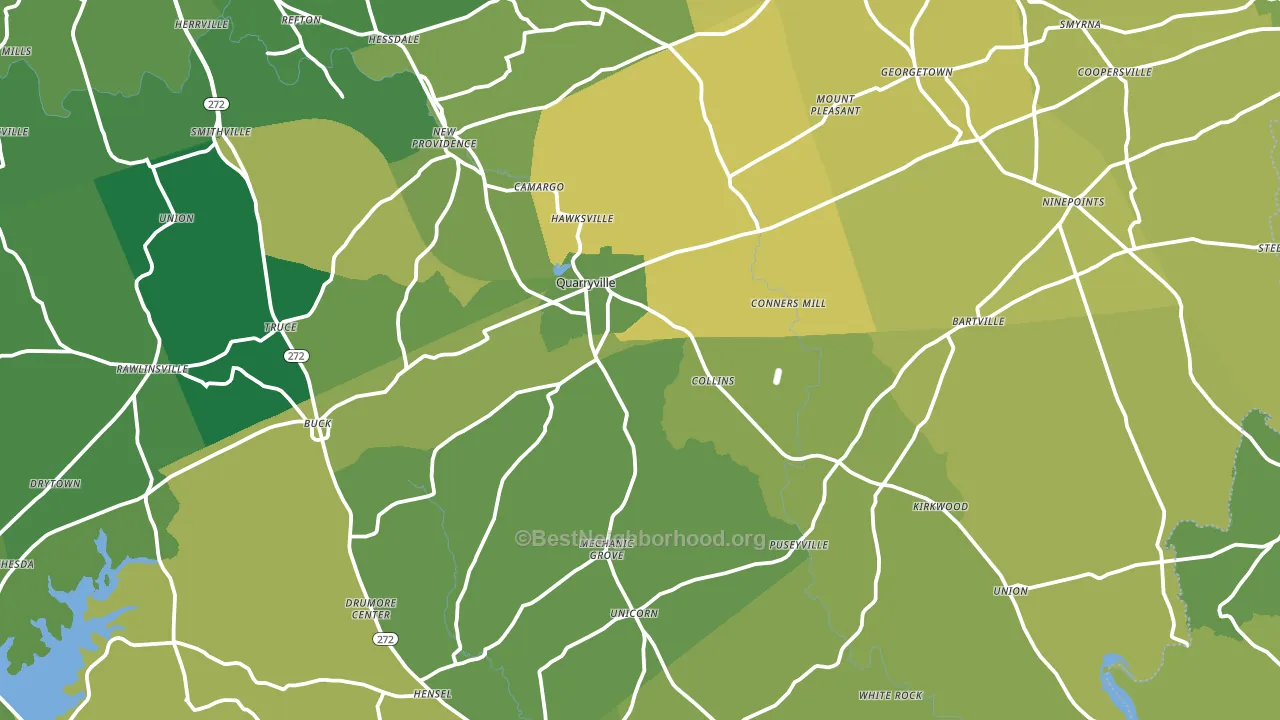 Quarryville, PA block-group voter-turnout map