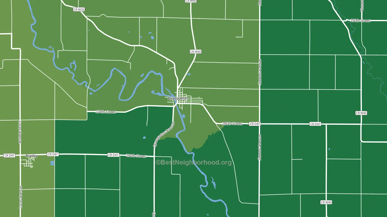 Quasqueton, IA block-group voter-turnout map