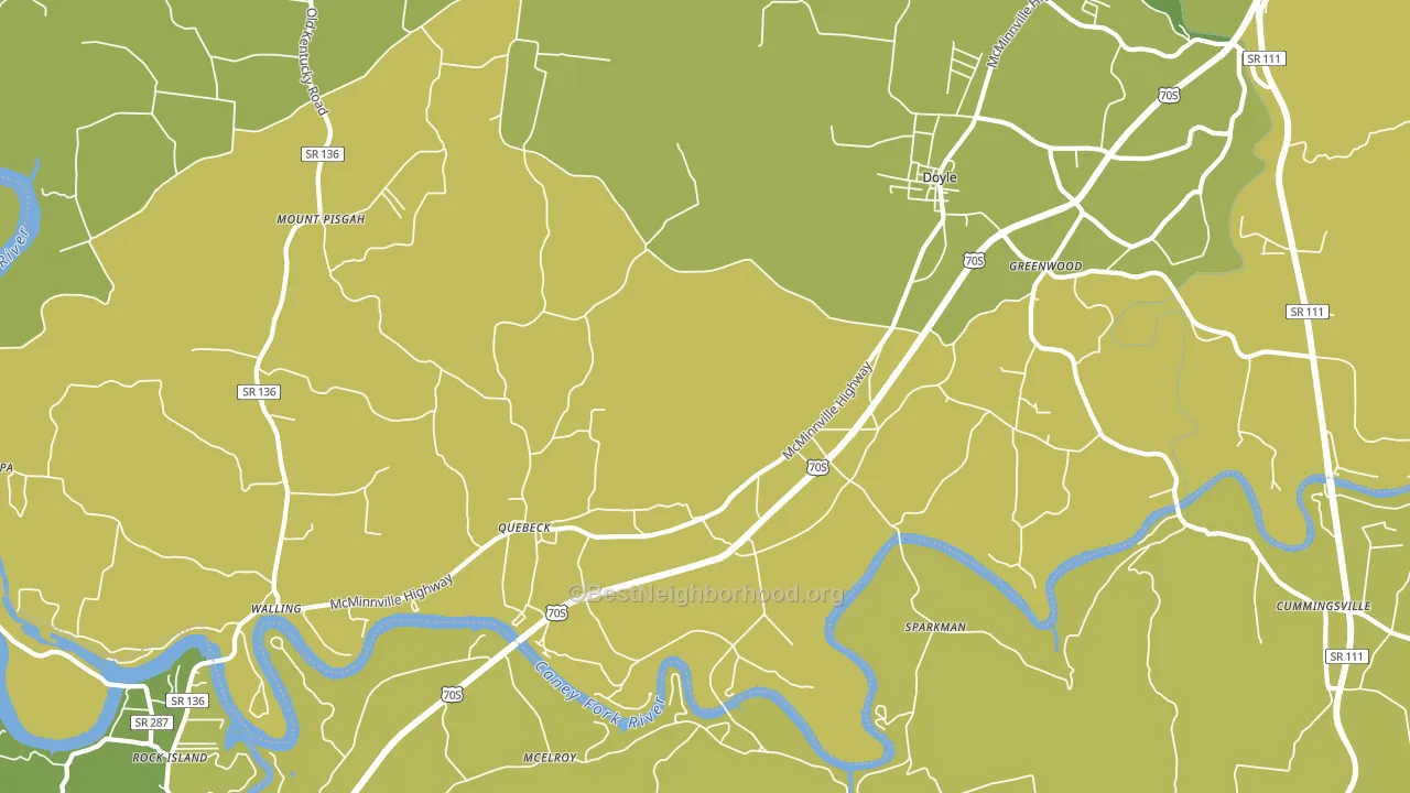 Quebeck, TN block-group voter-turnout map