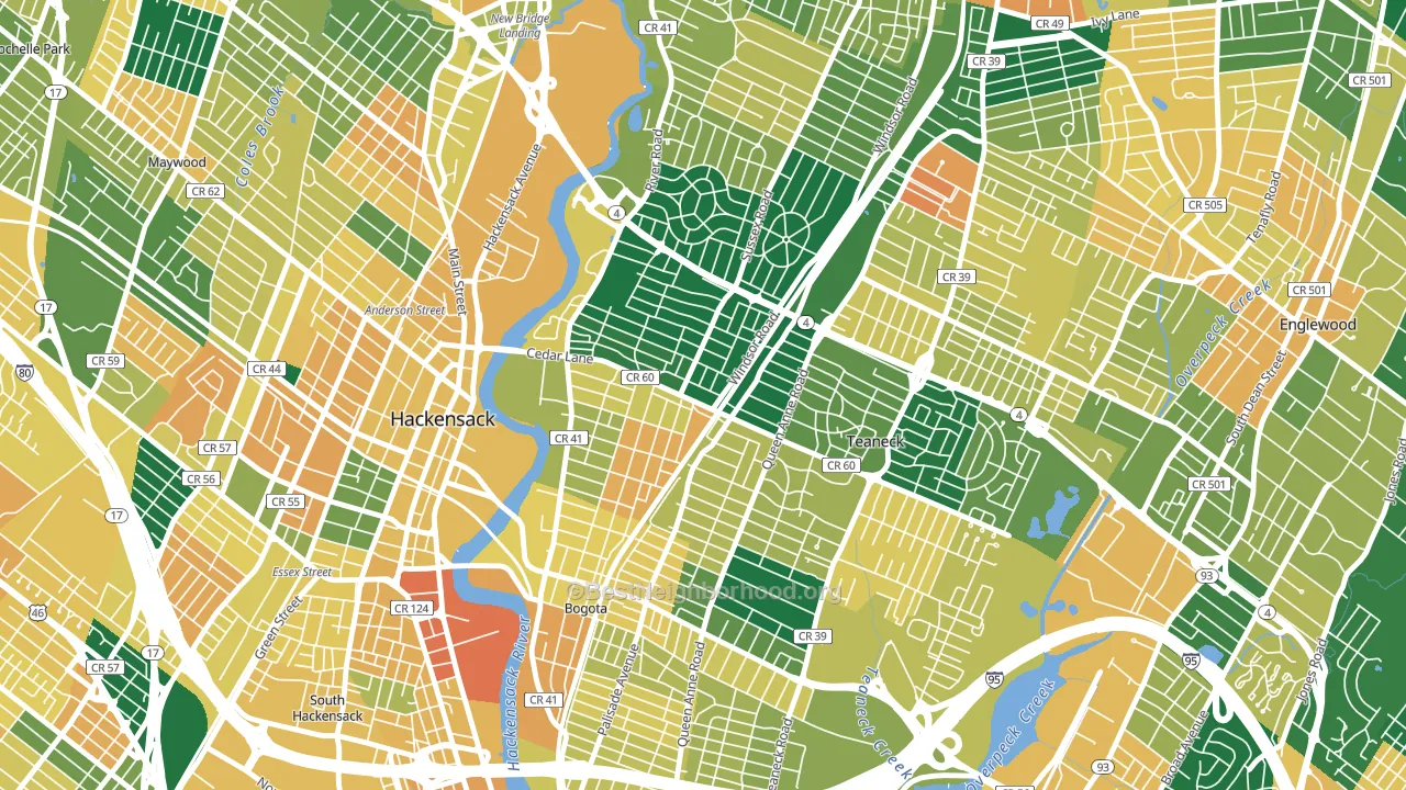 Queen Anne Park, Teaneck, NJ block-group voter-turnout map