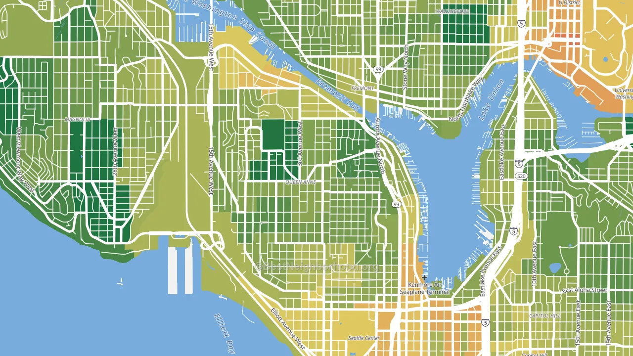 Queen Anne, Seattle, WA block-group voter-turnout map