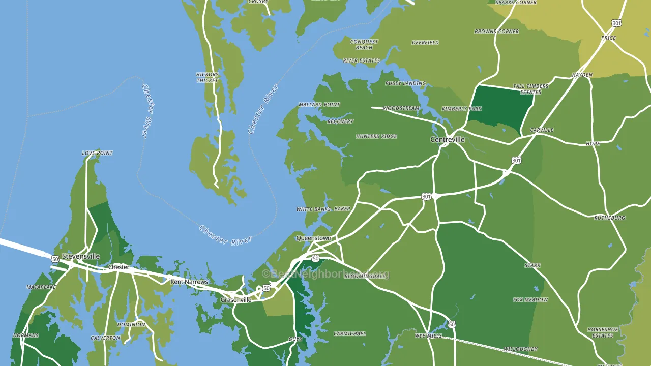 Queen Anne's County, MD block-group voter-turnout map