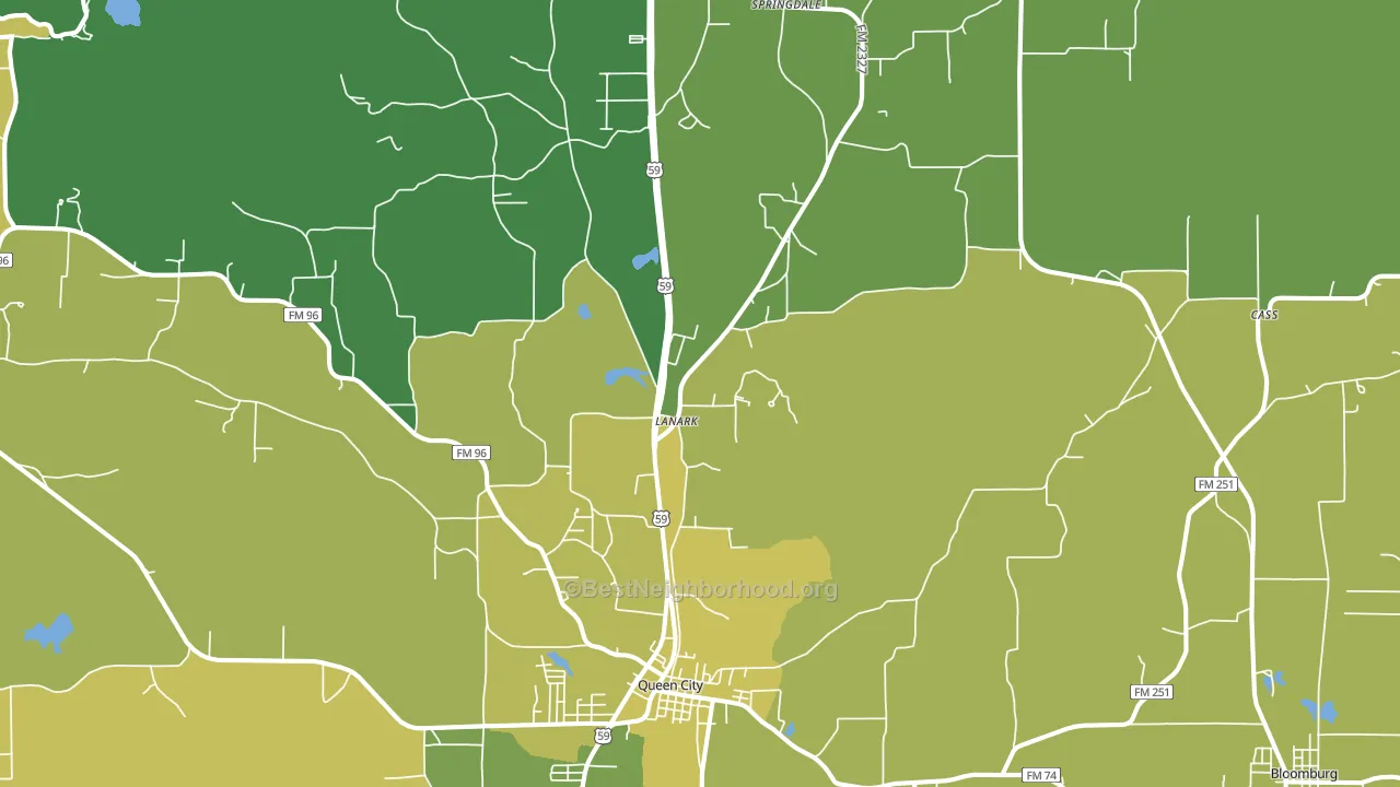 Queen City, TX block-group voter-turnout map