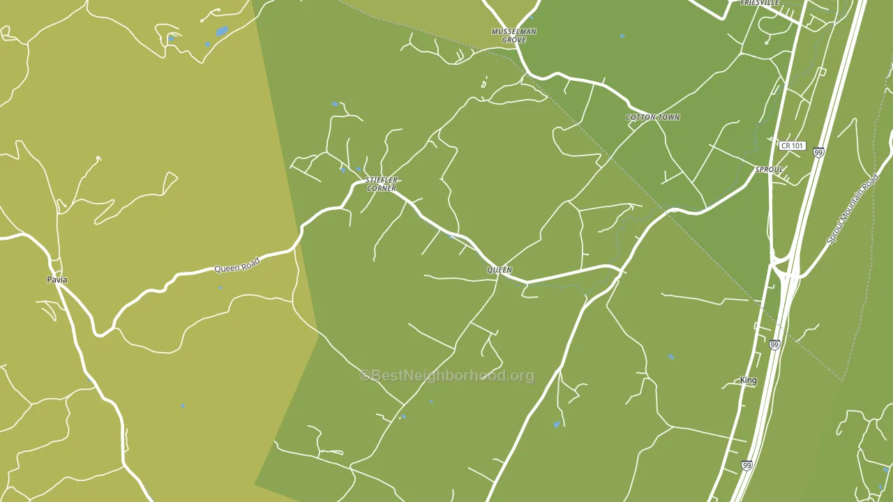 Queen, PA block-group voter-turnout map