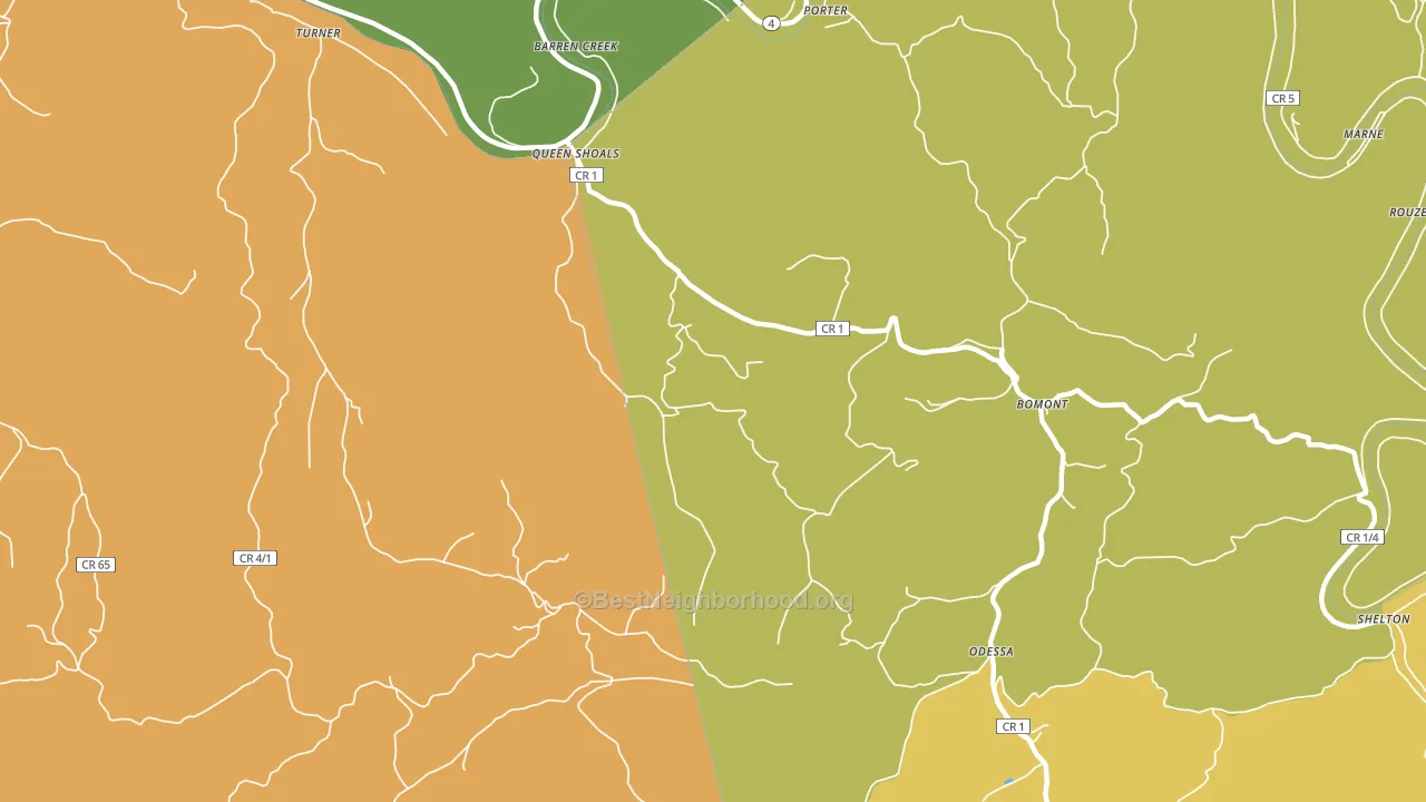Queen Shoals, WV block-group voter-turnout map