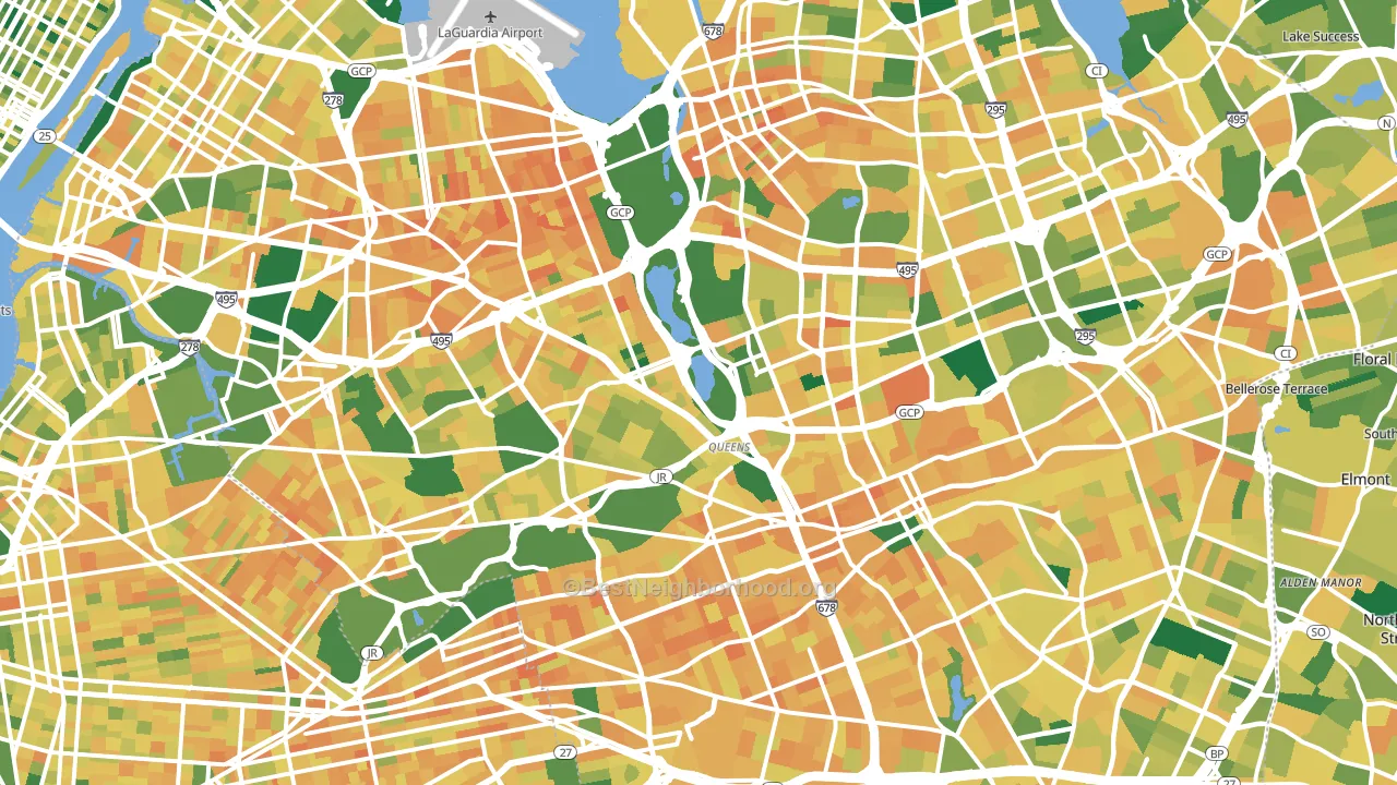 Queens, NY block-group voter-turnout map