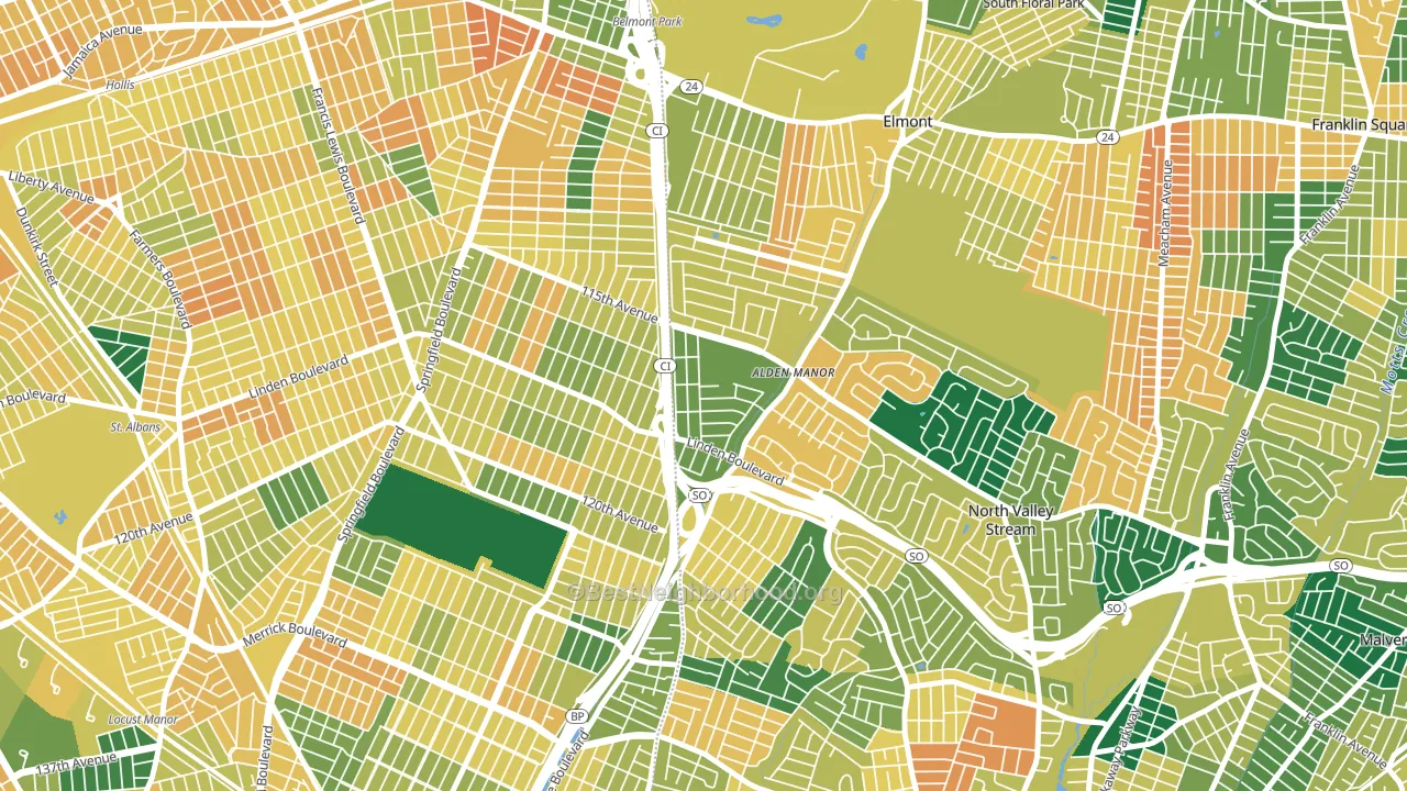 Queens Village, NY block-group voter-turnout map