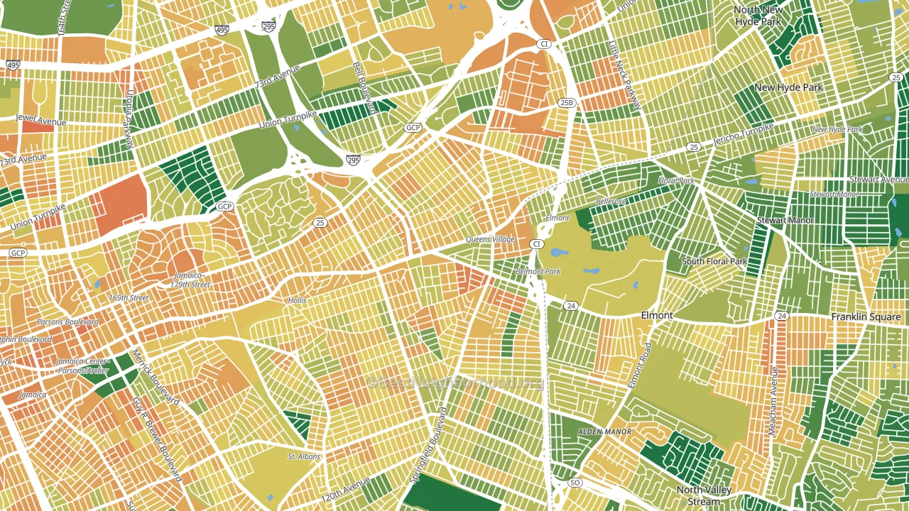 Queens Village, Queens, NY block-group voter-turnout map