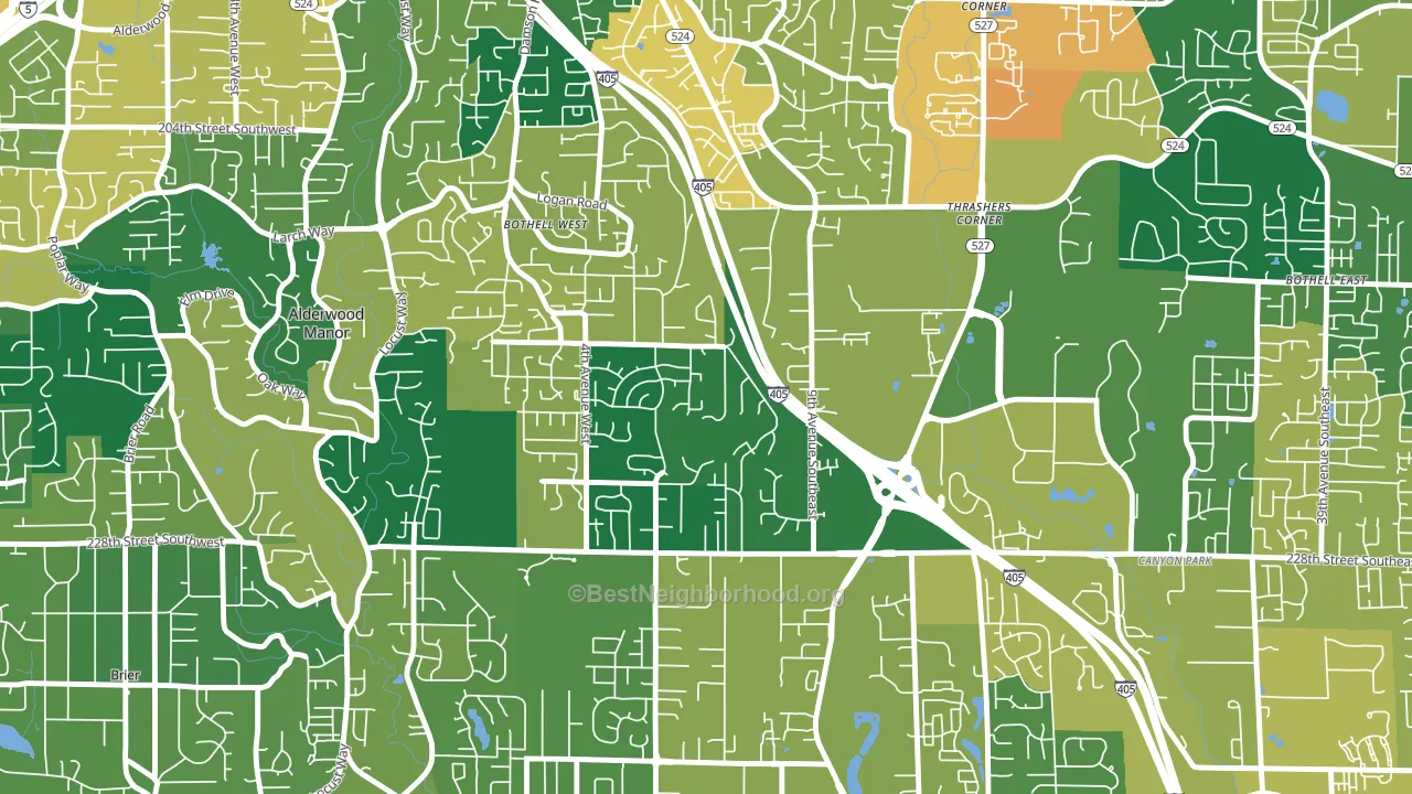 Queensboro-Brentwood-Crystal Spgs, Bothell, WA block-group voter-turnout map