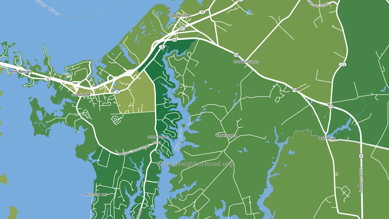 Queenstown, MD block-group voter-turnout map