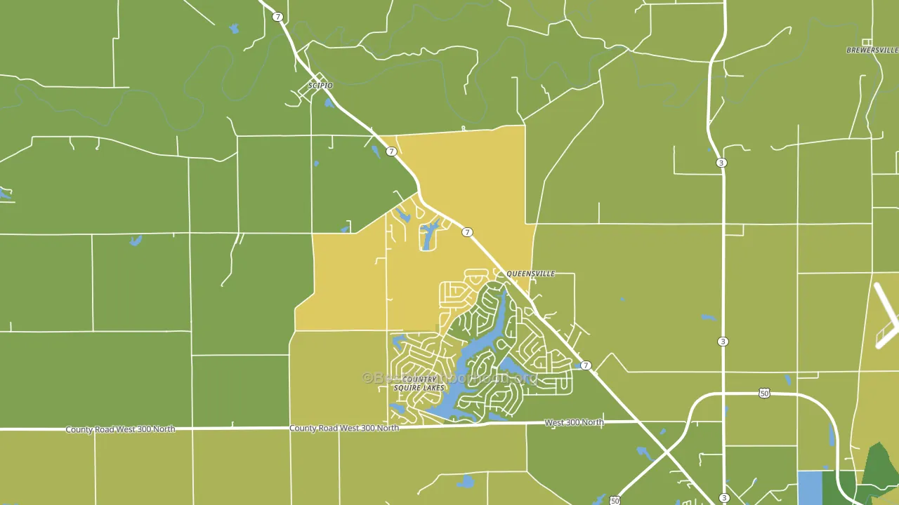 Queensville, IN block-group voter-turnout map