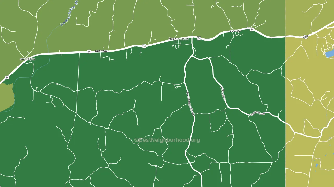 Quentin, MS block-group voter-turnout map