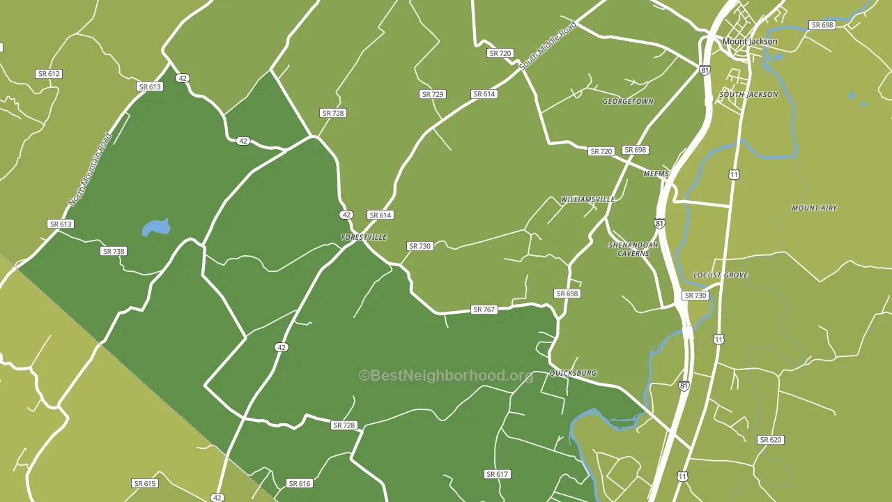 Quicksburg, VA block-group voter-turnout map