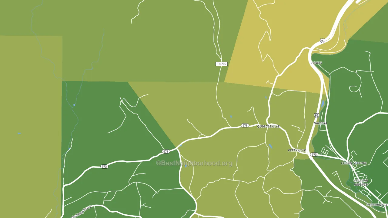 Quiggleville, PA block-group voter-turnout map