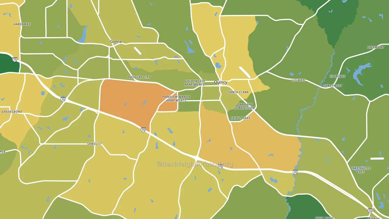 Quincy, FL block-group voter-turnout map