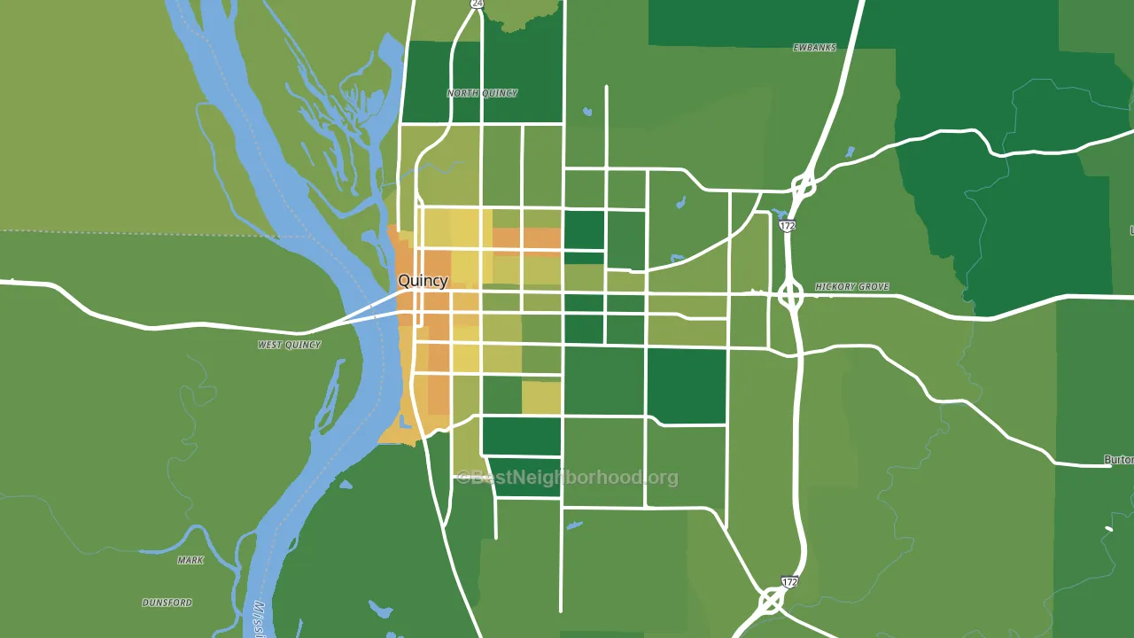 Quincy, IL block-group voter-turnout map