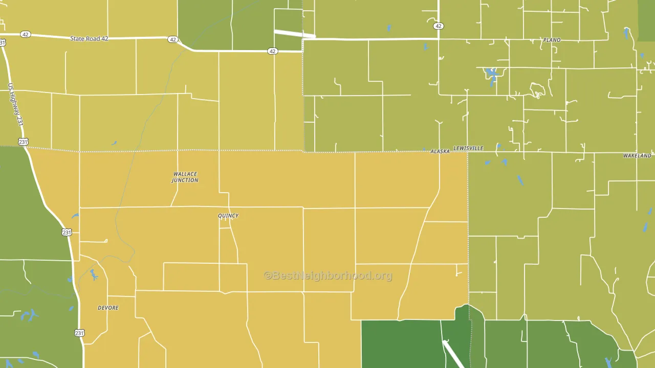 Quincy, IN block-group voter-turnout map