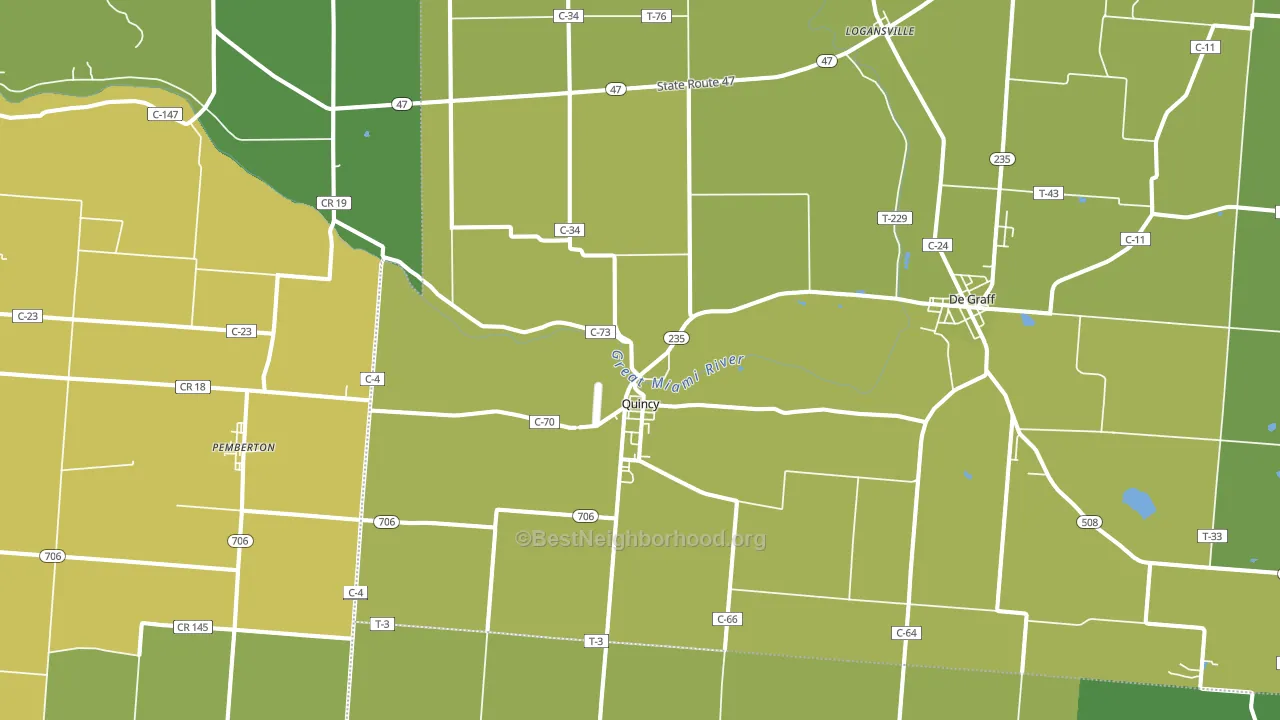 Quincy, OH block-group voter-turnout map