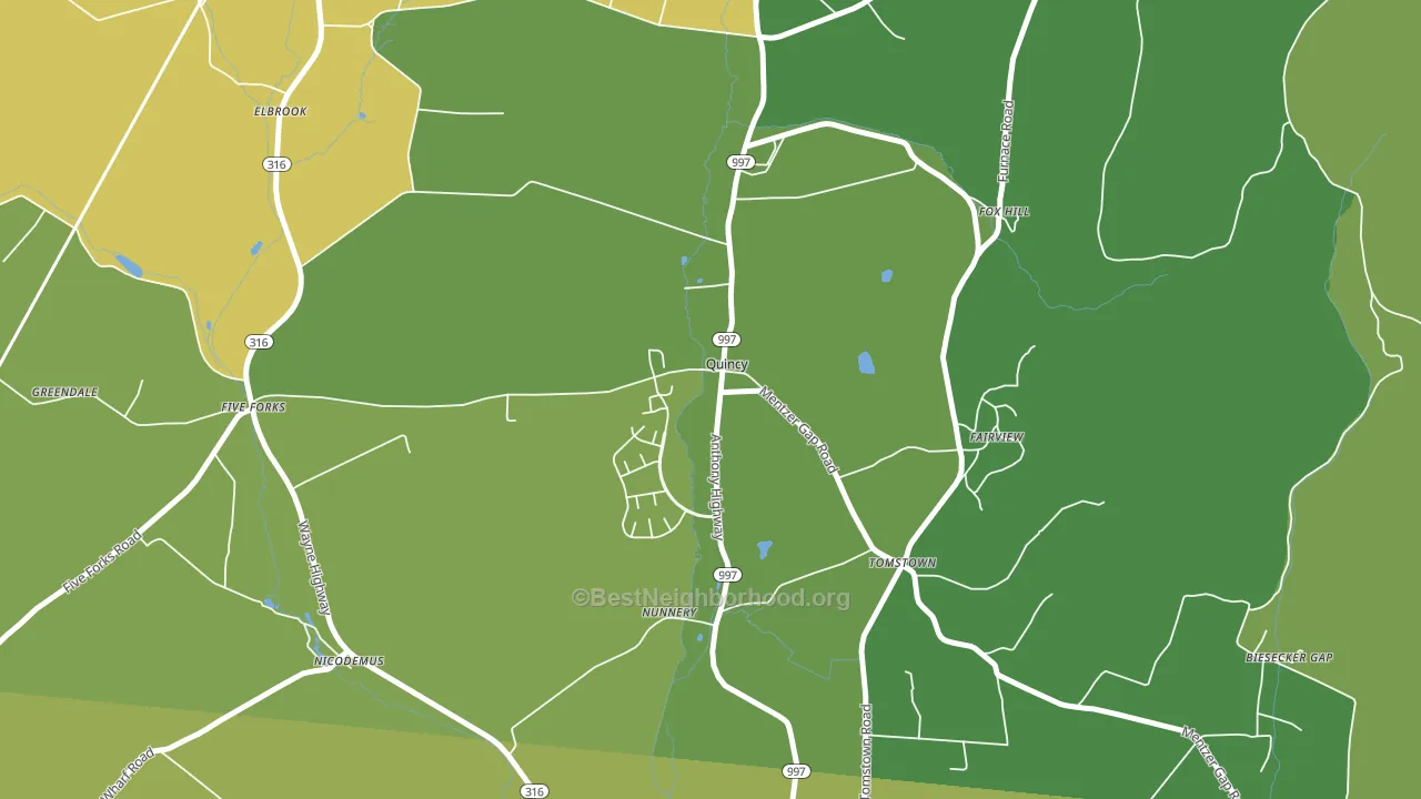 Quincy, PA block-group voter-turnout map