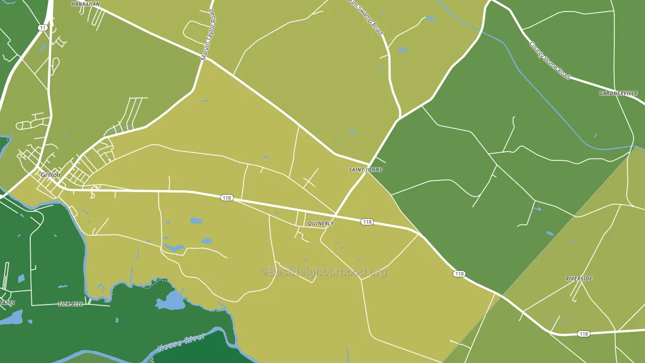 Quinerly, NC block-group voter-turnout map