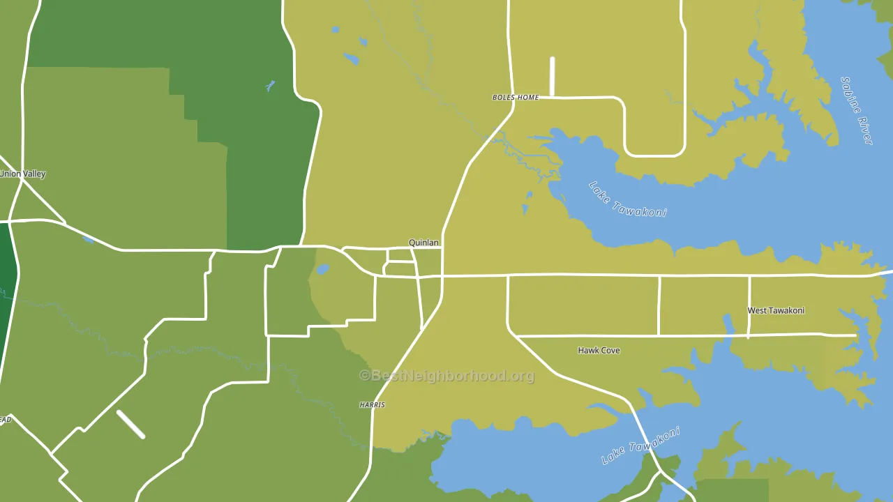 Quinlan, TX block-group voter-turnout map