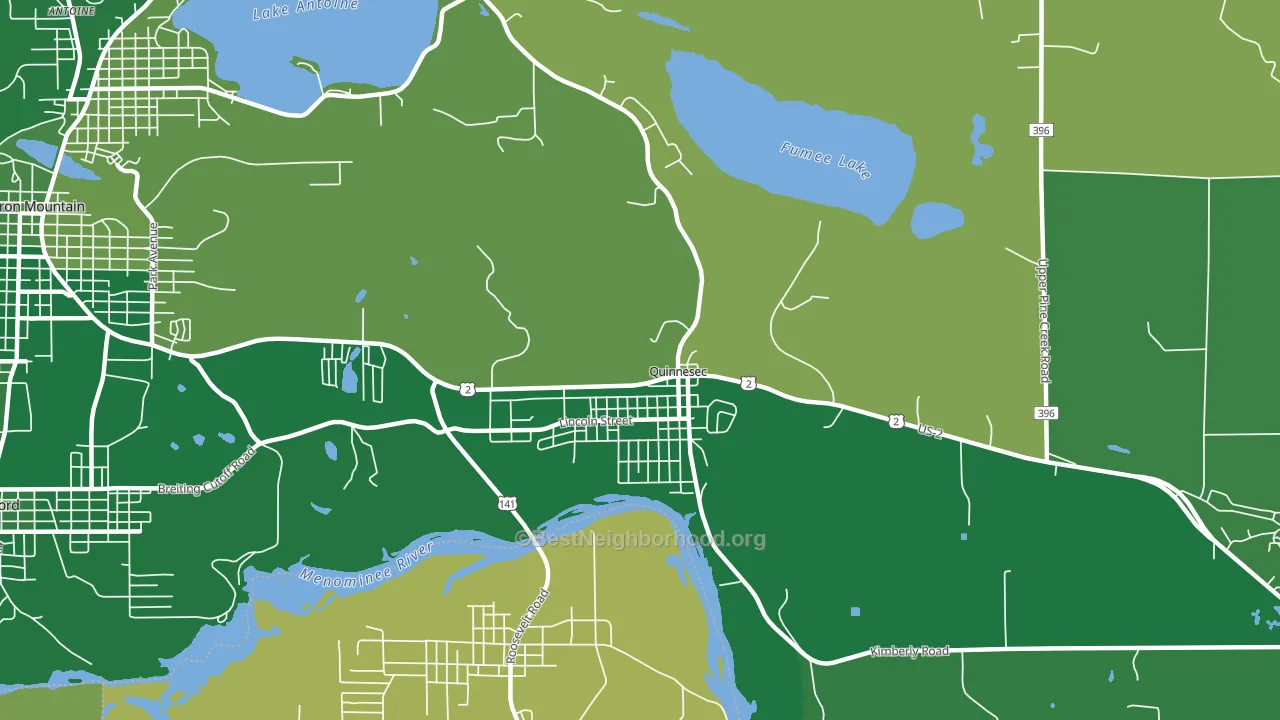 Quinnesec, MI block-group voter-turnout map