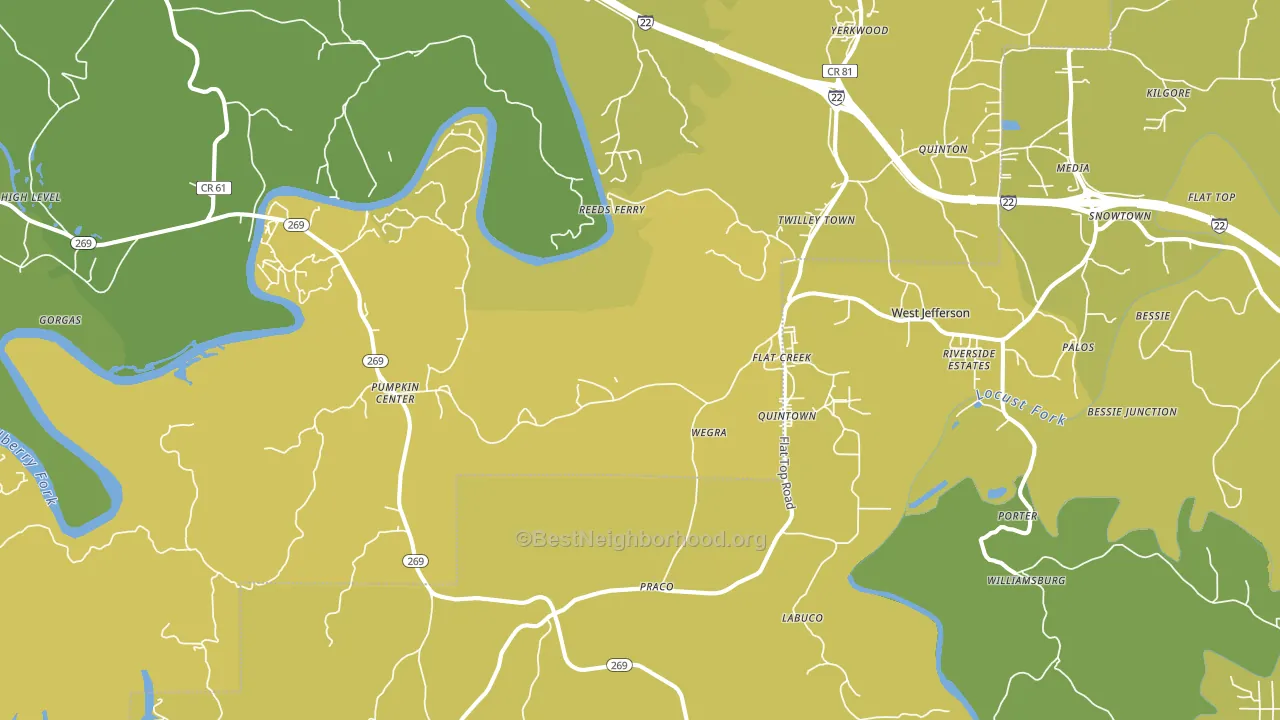 Quinton, AL block-group voter-turnout map