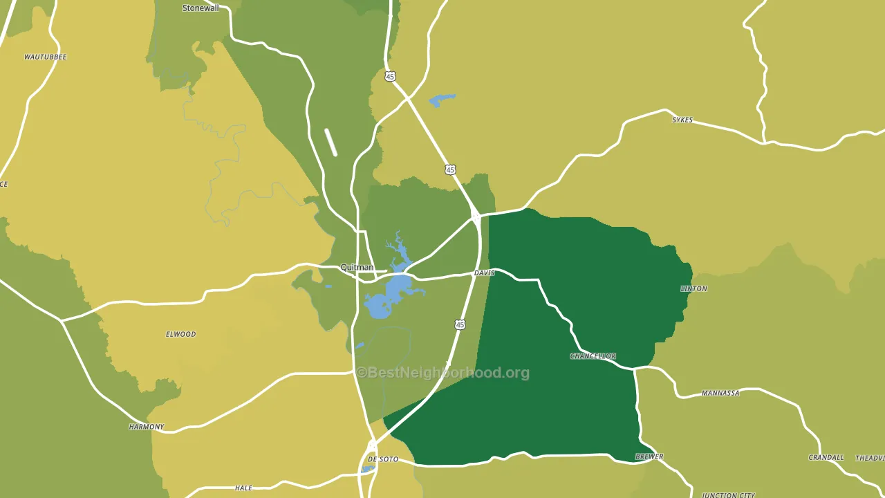 Quitman, MS block-group voter-turnout map