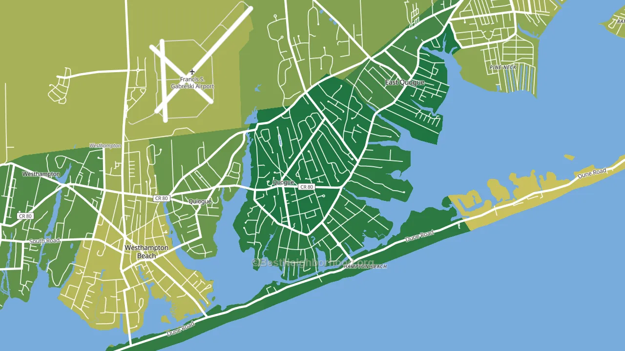 Quogue, NY block-group voter-turnout map