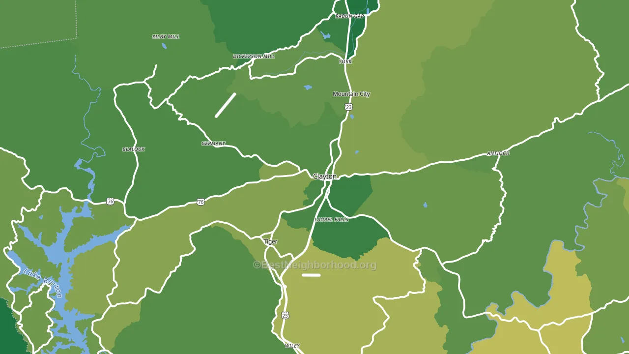 Rabun County, GA block-group voter-turnout map