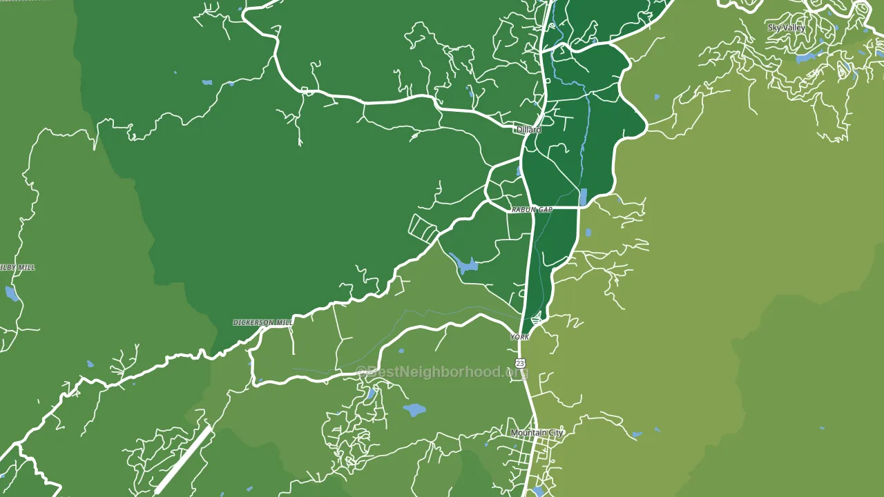 Rabun Gap, GA block-group voter-turnout map
