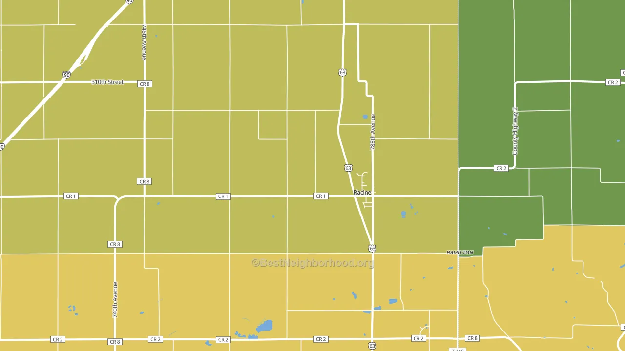 Racine, MN block-group voter-turnout map