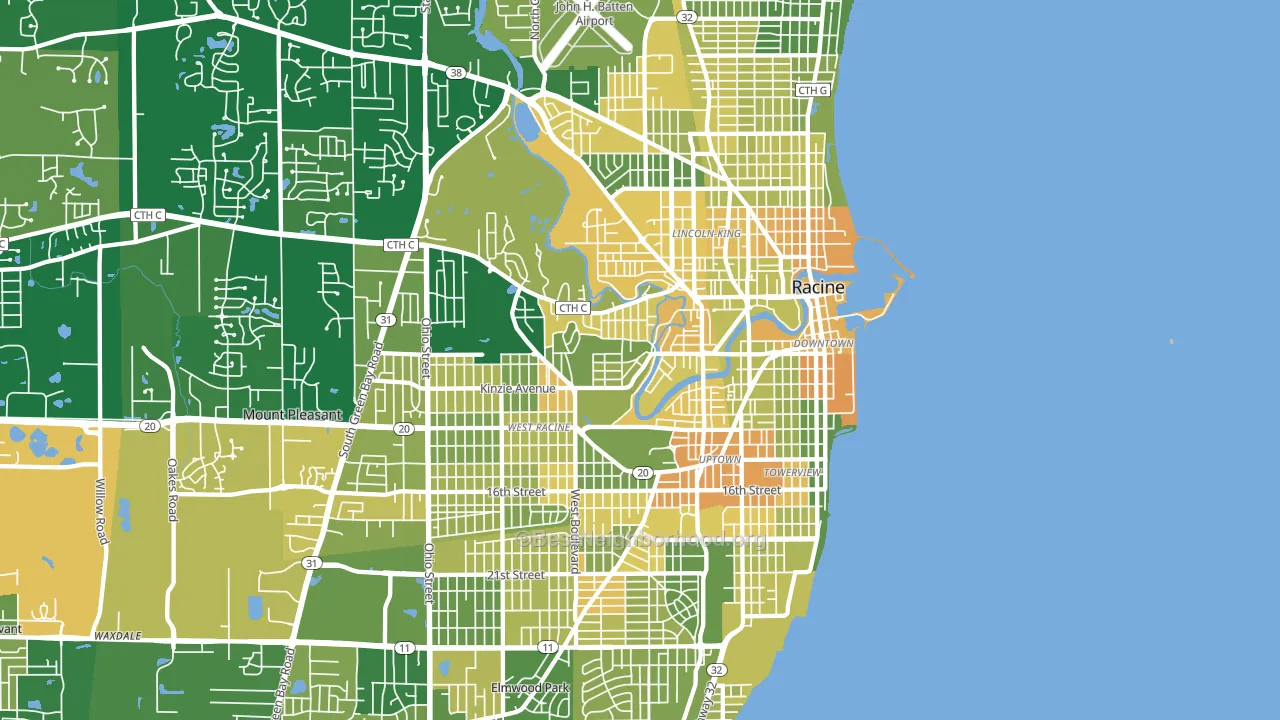 Racine, WI block-group voter-turnout map