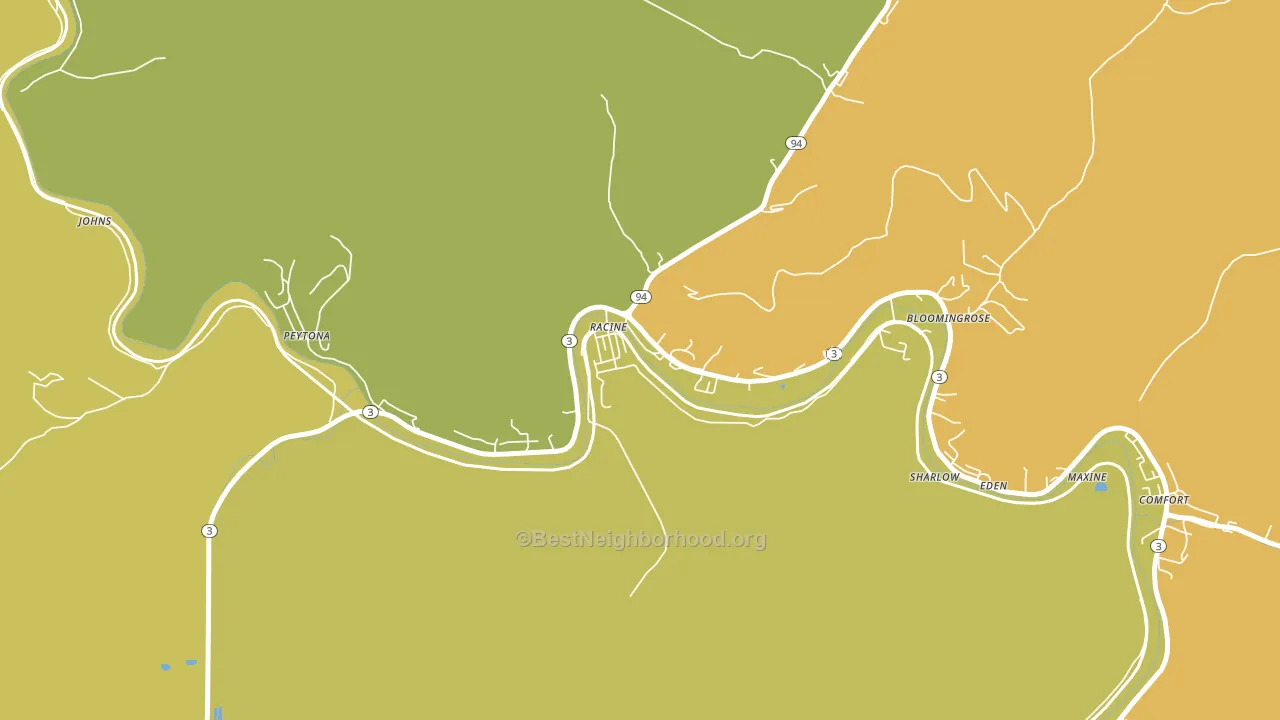 Racine, WV block-group voter-turnout map