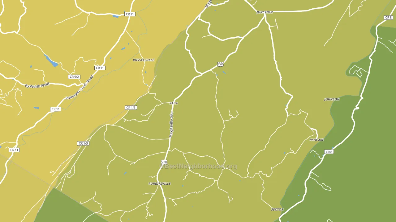 Rada, WV block-group voter-turnout map