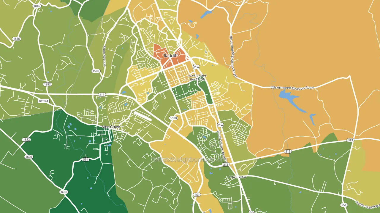 Radcliff, KY block-group voter-turnout map
