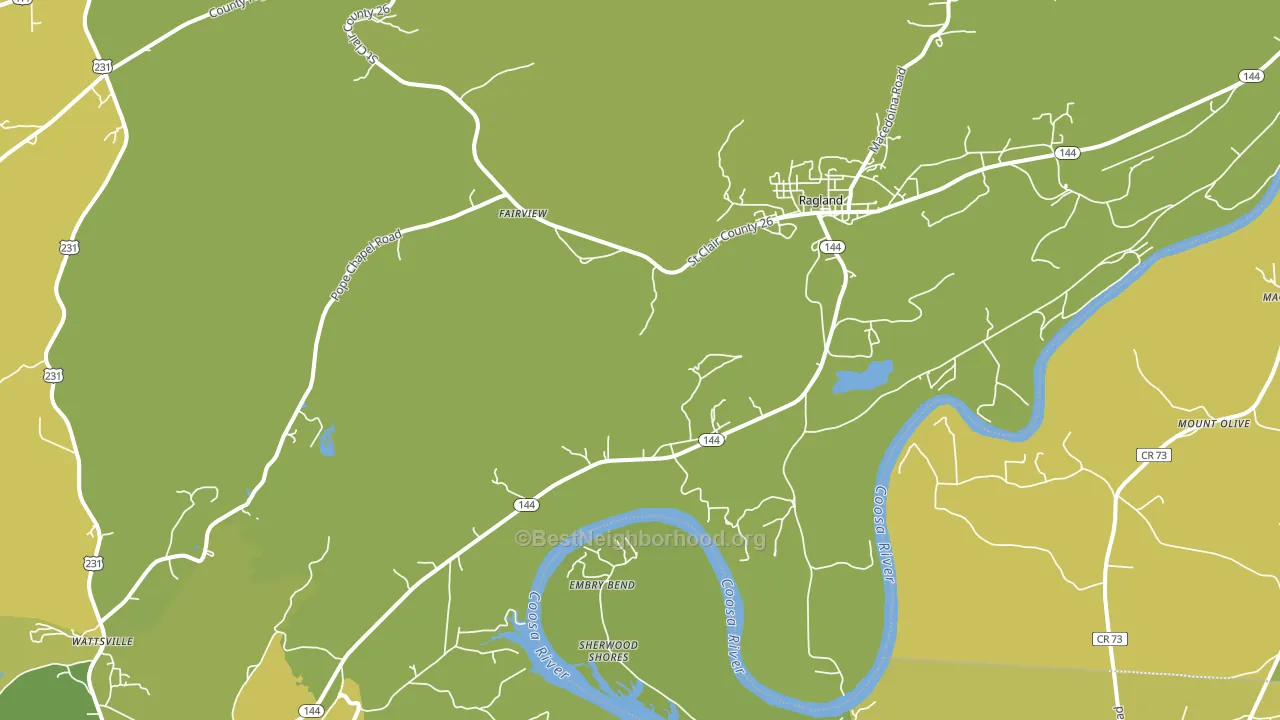 Ragland, AL block-group voter-turnout map