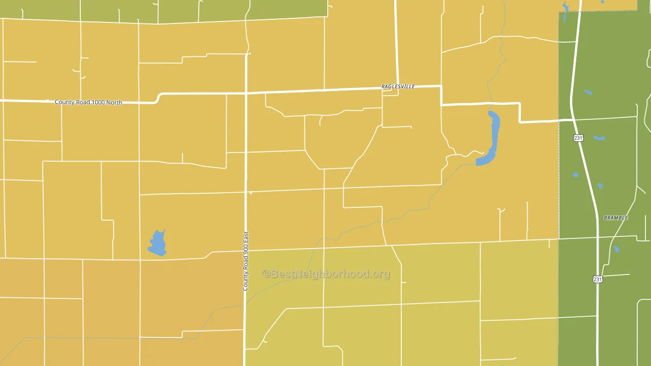 Raglesville, IN block-group voter-turnout map