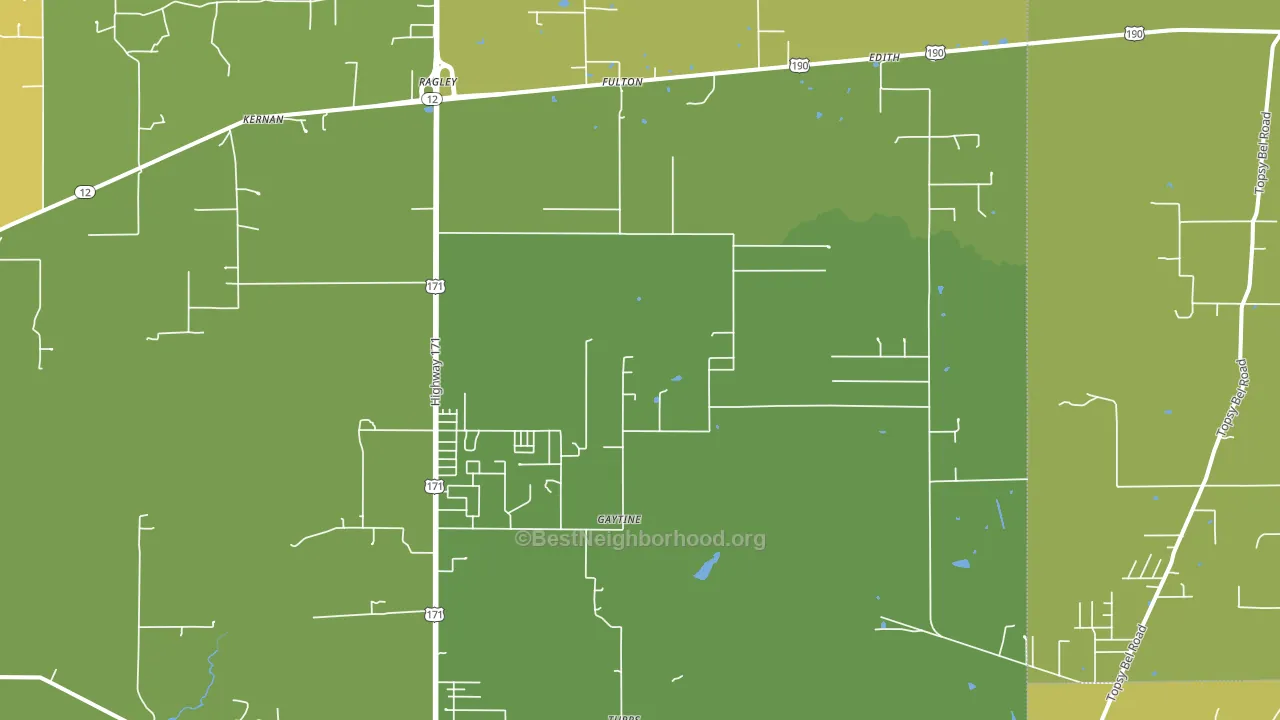 Ragley, LA block-group voter-turnout map