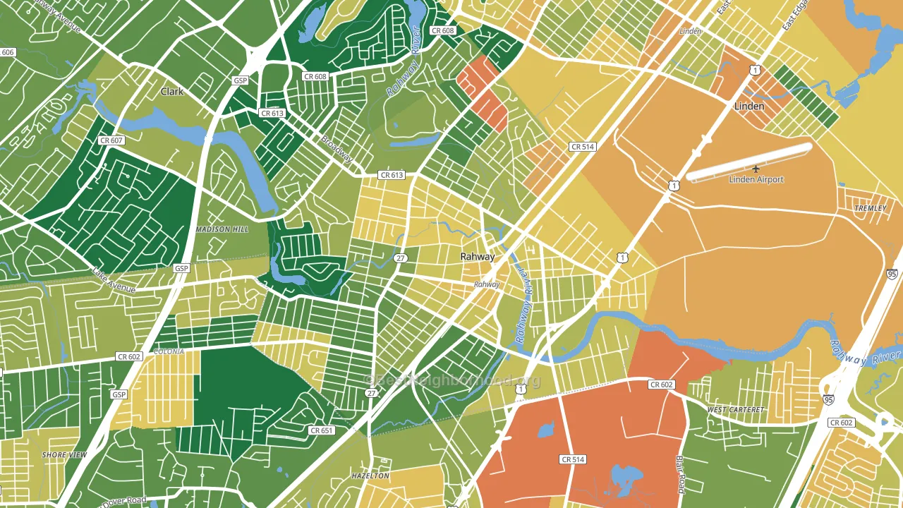 Rahway, NJ block-group voter-turnout map