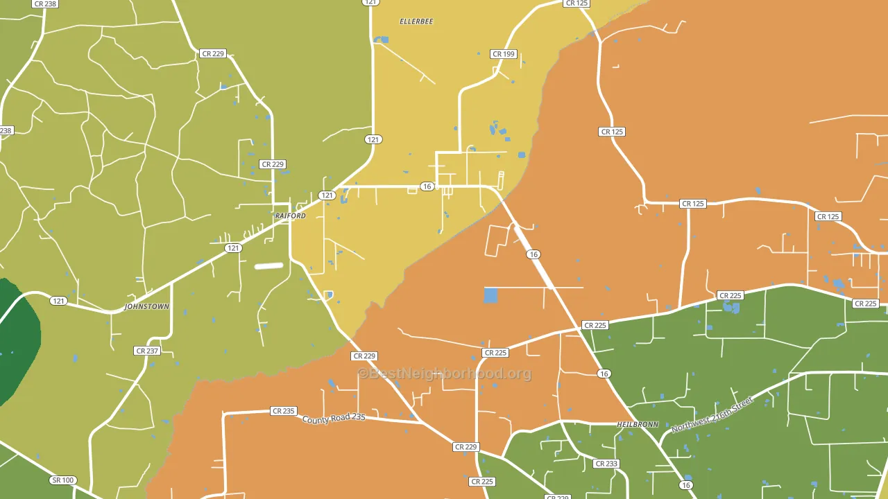 Raiford, FL block-group voter-turnout map