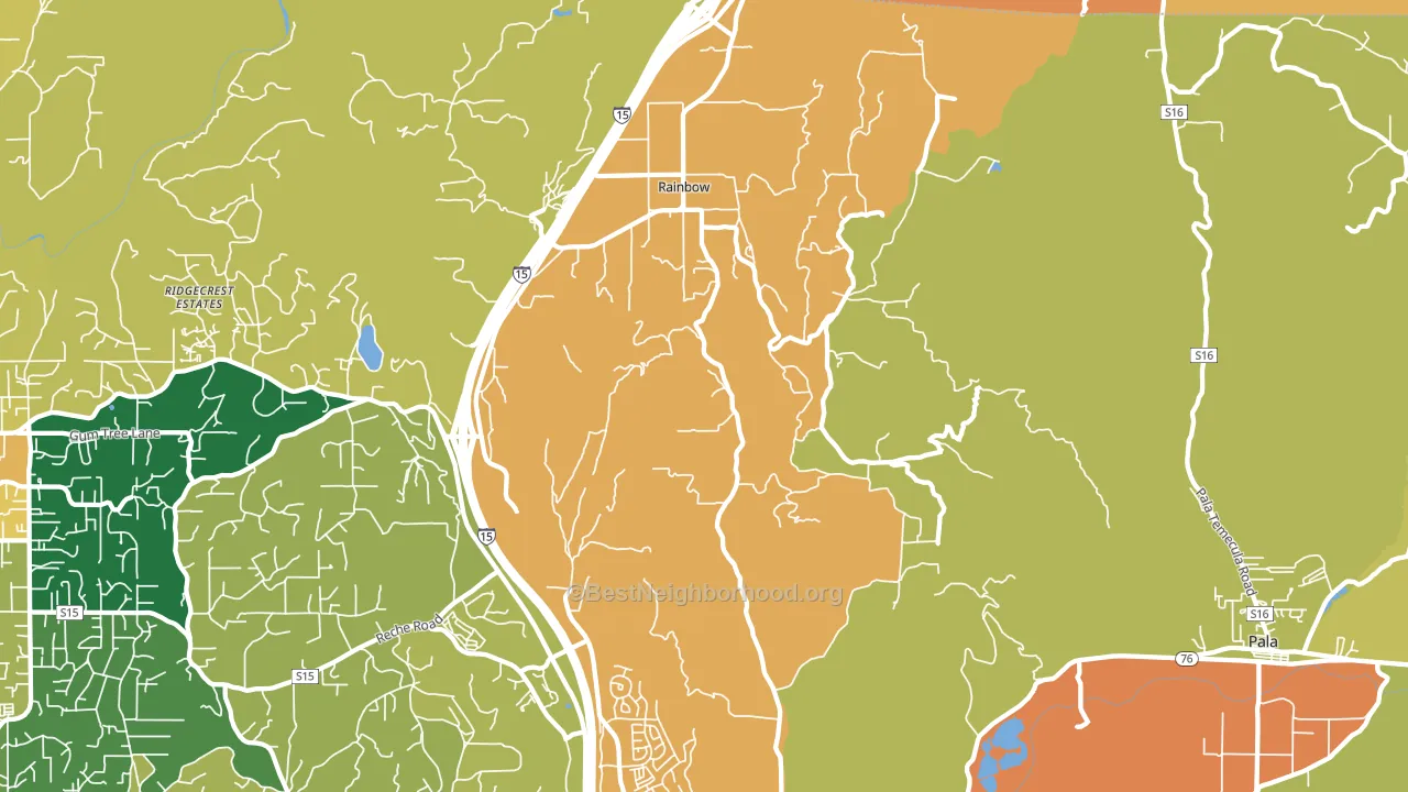 Rainbow, CA block-group voter-turnout map