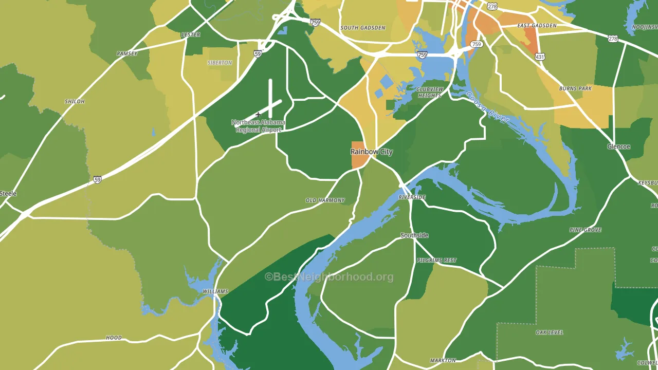 Rainbow City, AL block-group voter-turnout map