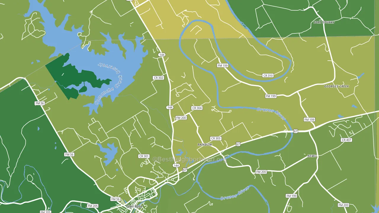 Rainbow, TX block-group voter-turnout map