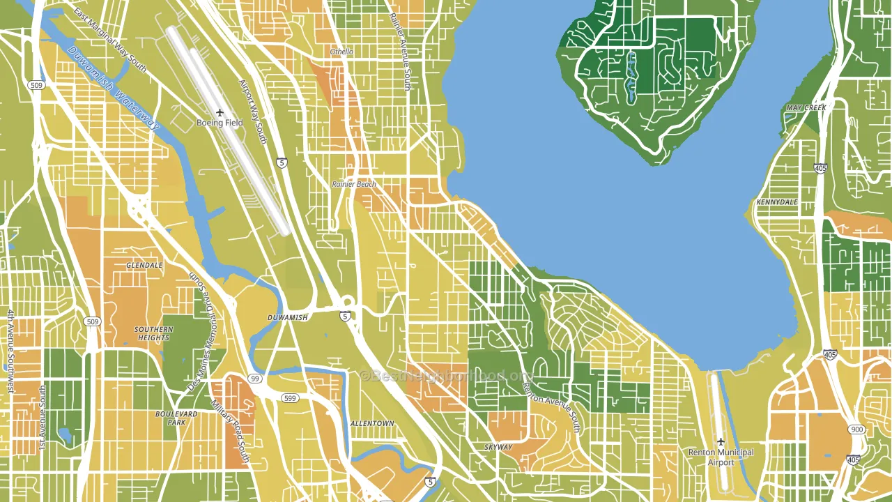 Rainier Beach, Seattle, WA block-group voter-turnout map